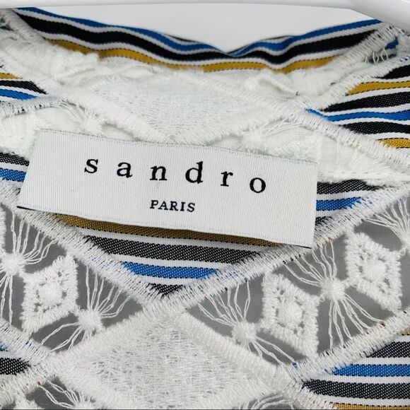 New Sandro Paris Short Lace Shirt Dress collar 40 - Picture 7 of 12